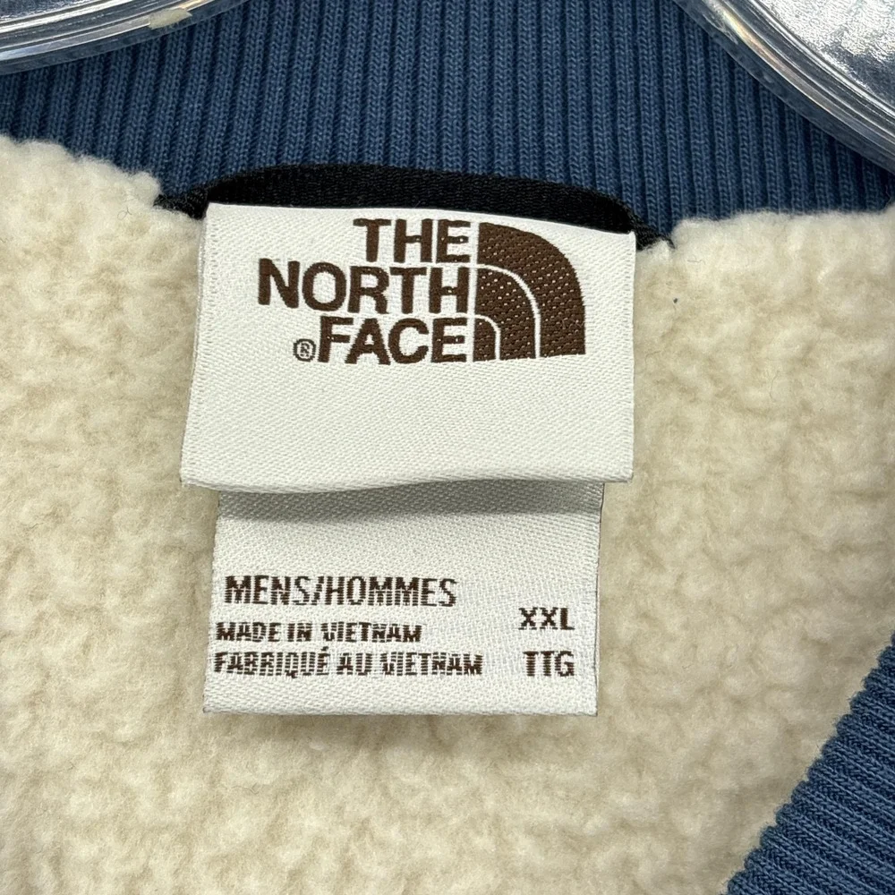 The North Face Vest Mens 2XL Blue Quilted Full Zip Sherpa Fleece Lined Insulated